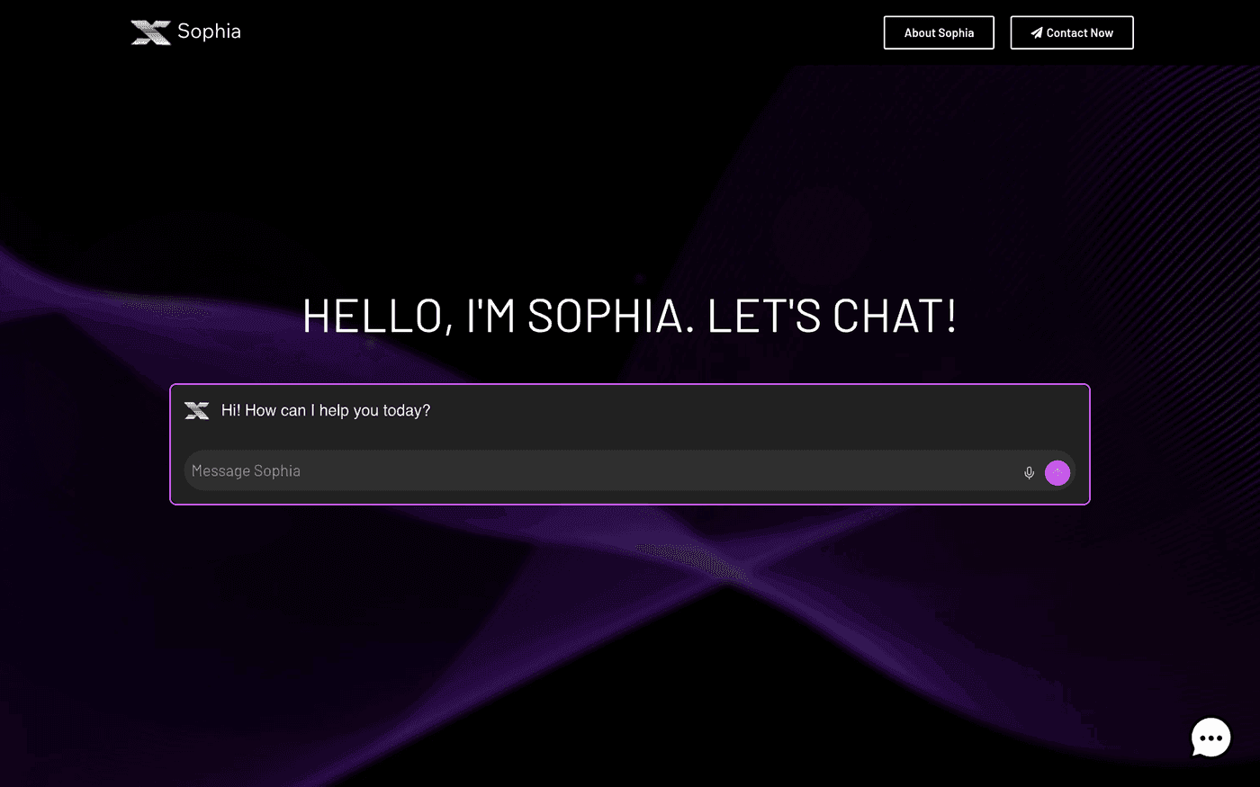 Screenshot of the SophiaXAi website