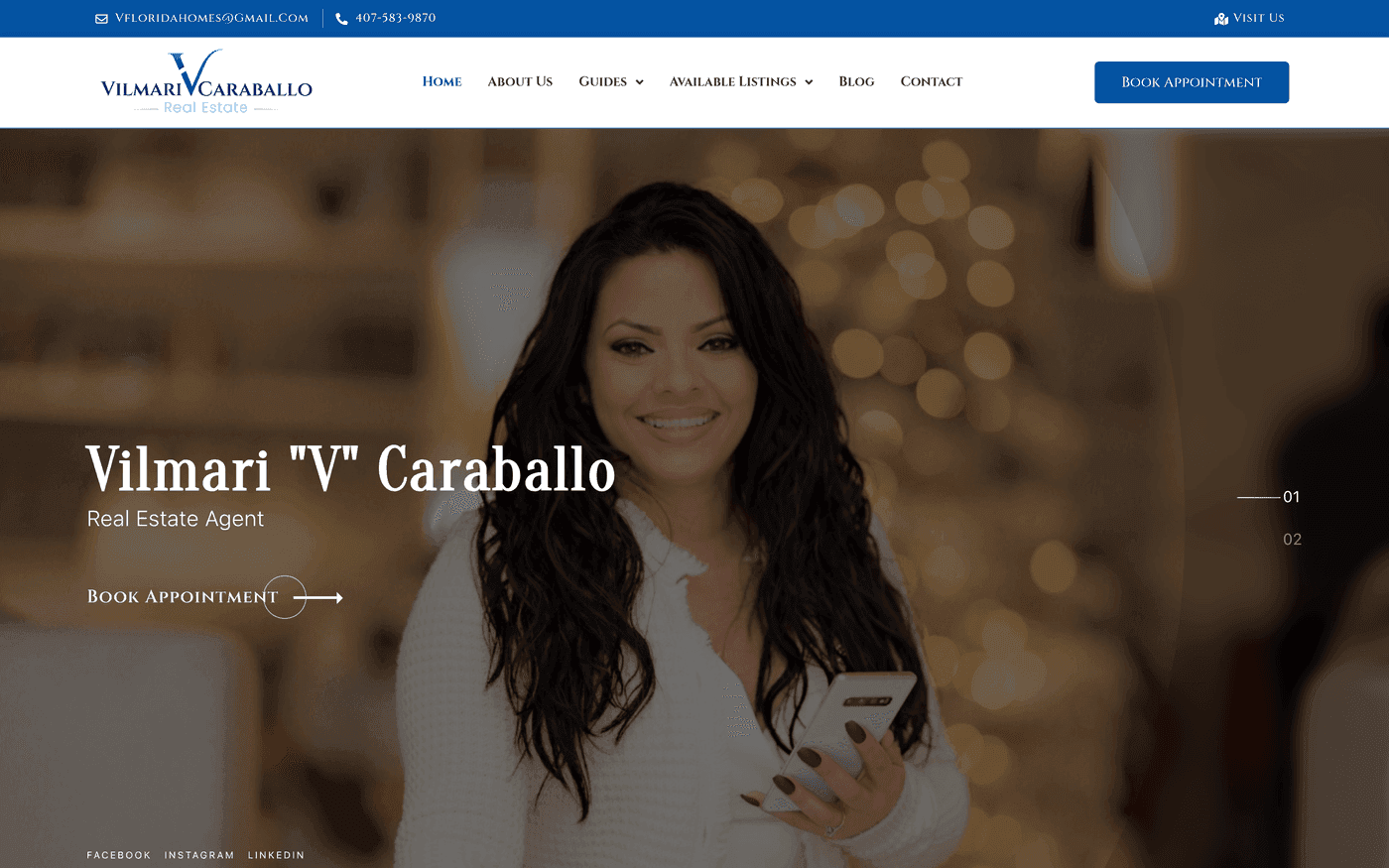 Screenshot of the V Florida Homes website